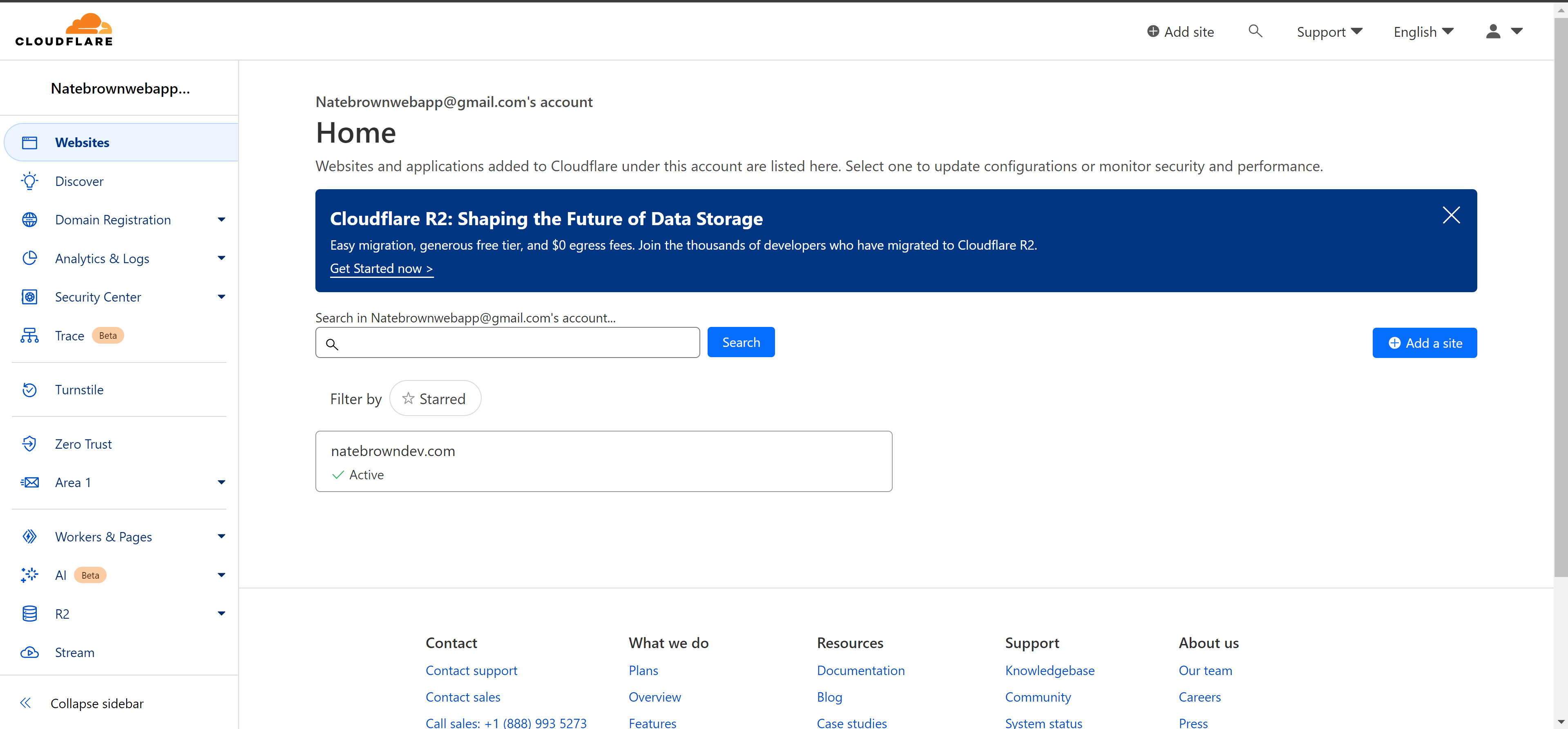 picture of Cloudflare dashboard